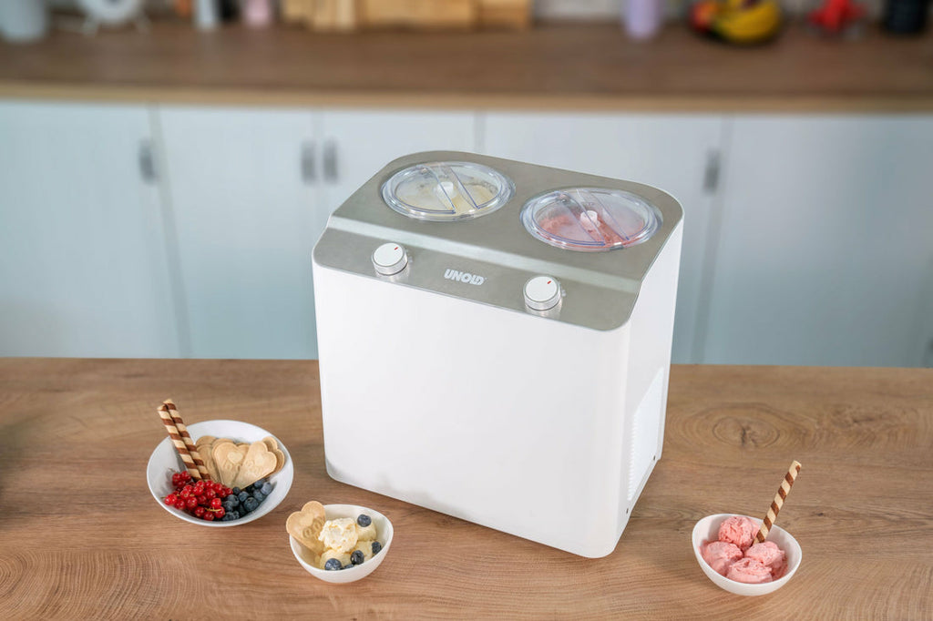 Unold Doppio Compresseur pour sorbetière 2,4 L 250 W Acier satin, Blanc