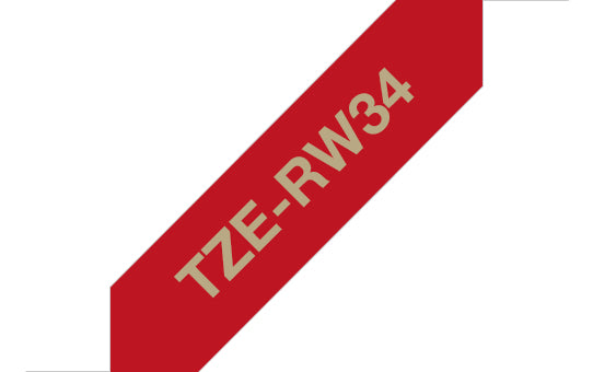 Brother TZE-RW34 ruban d'étiquette Doré sur rouge