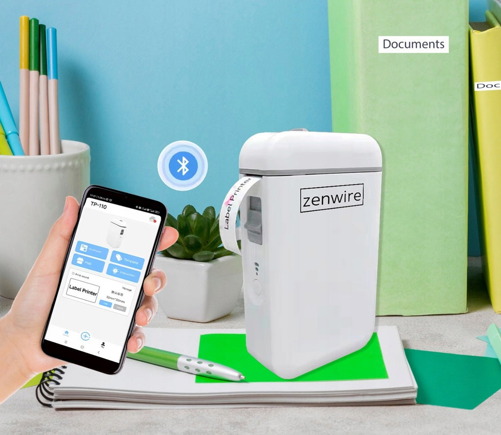 Mini-imprimante thermique portable pour étiquettes et autocollants, Bluetooth et USB-C, Zenwire TP-110
