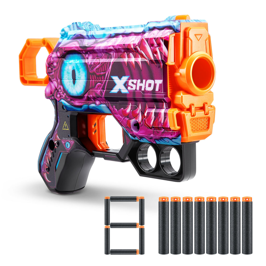 XSHOT Pistolet à fléchettes Menace Skins (8 fléchettes) ZURU