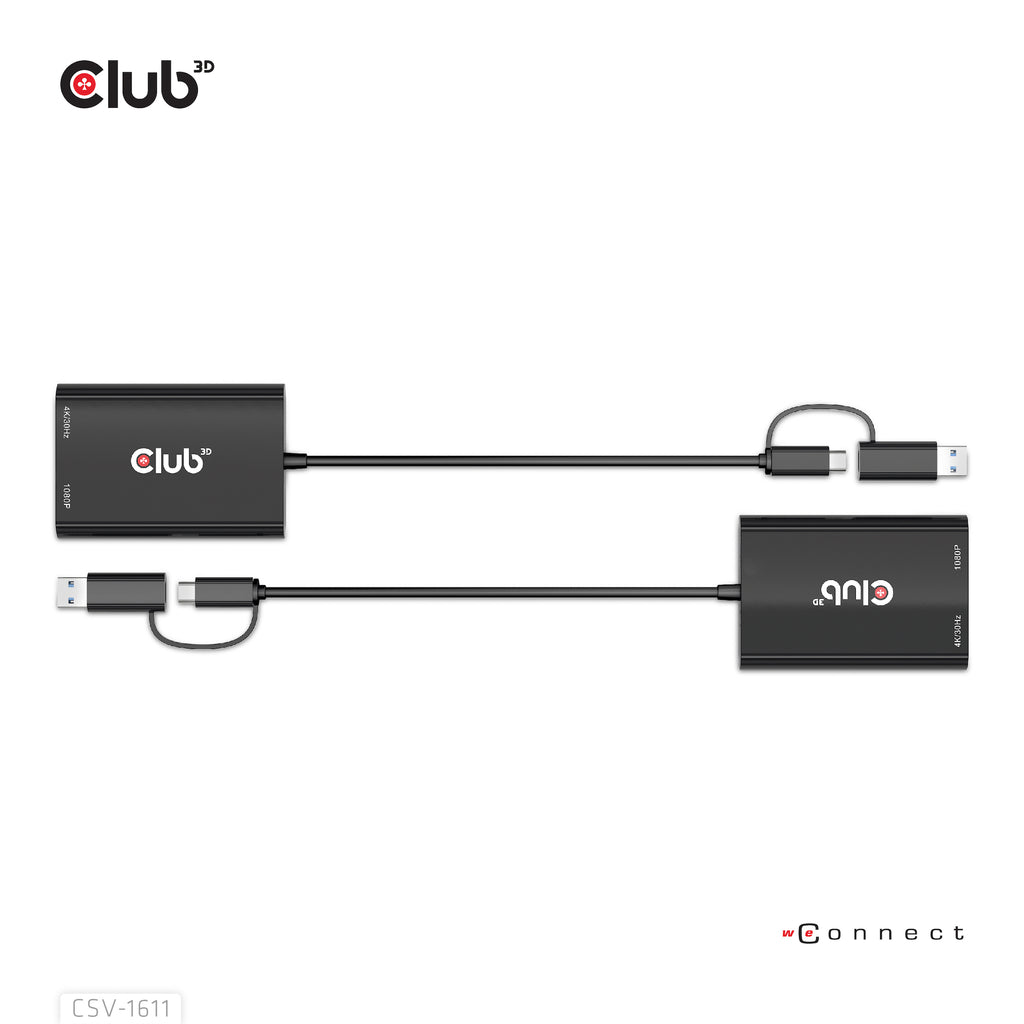 CLUB3D CSV-1611 Adaptateur Graphique USB 4K 3840 x 2160 pixels, Noir