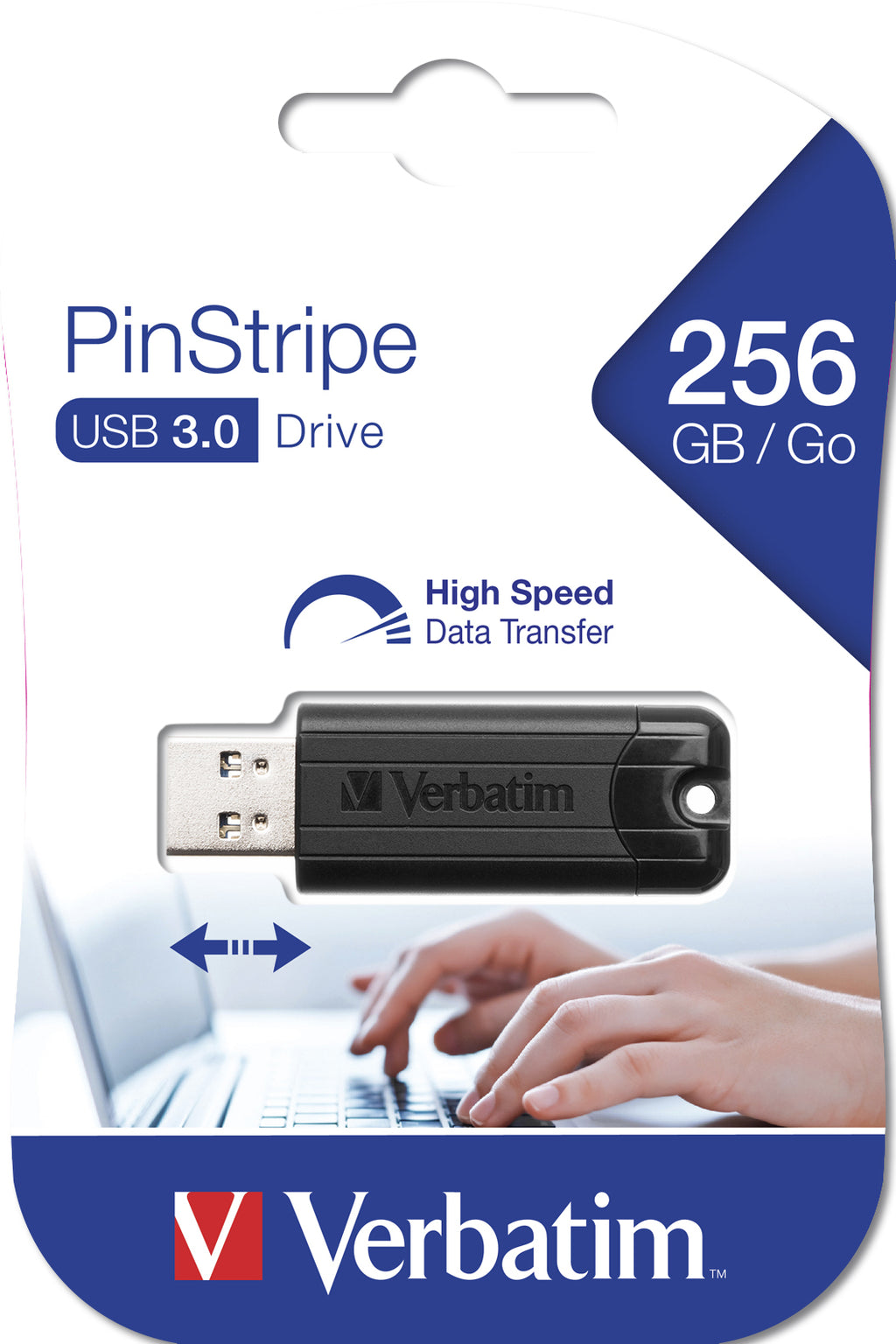 Verbatim Clé USBPinStripe 3.0 de 256 Go - Noire