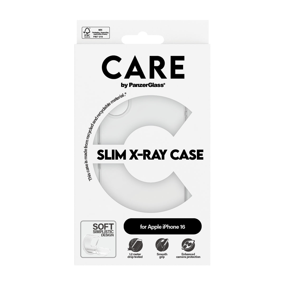 PanzerGlass CARE™ by ® X-Ray Case iPhone 16 coque de protection pour téléphones portables Housse Transparent