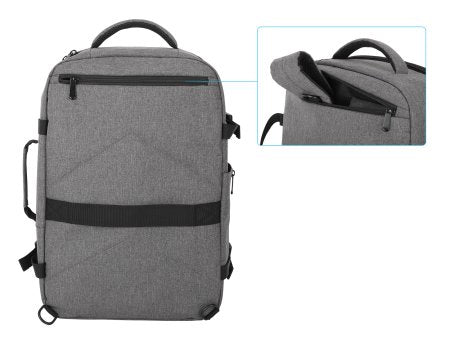 Manhattan Sac à dos de voyage Rome 17,3", 2 compartiments (PC jusqu’à 17,3" + tablette jusqu’à 11"), format cabine avion, 40 L, multiples poches, 3 pochettes souples, 2 poignées, bretelles escamotables, gris clair