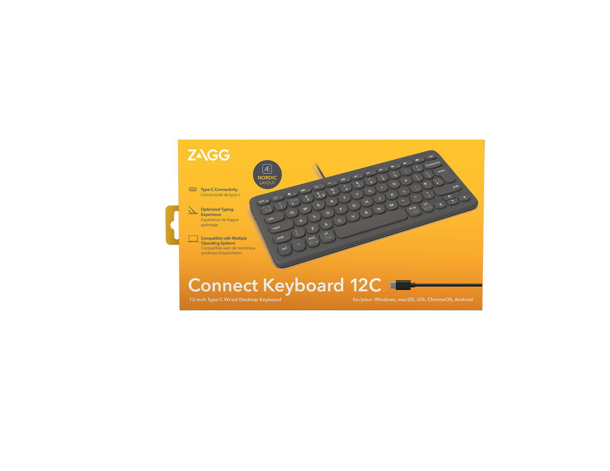 ZAGG Connect Keyboard 12C Clavier Universel USB QWERTY Nordique Noir