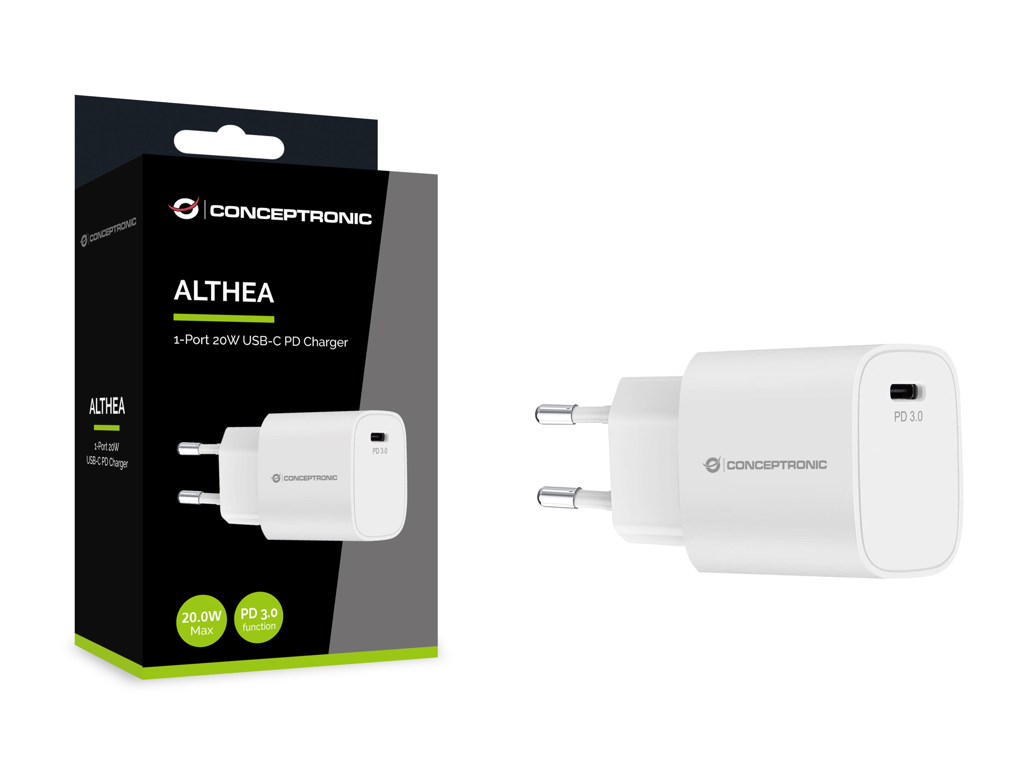 Conceptronic ALTHEA14W chargeur d'appareils mobiles Universel Blanc Secteur Charge rapide Intérieure