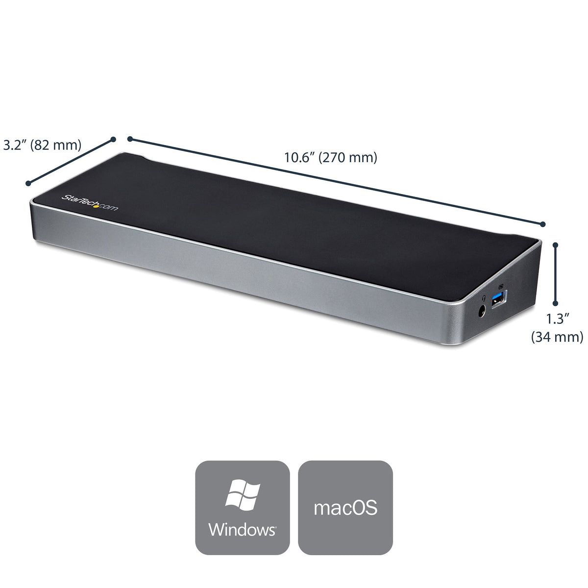 StarTech.com Station d'Accueil USB-C 4K, Station d'Accueil pour Triple Moniteur UHD 4K, Mac et Windows, USB C vers HDMI 
