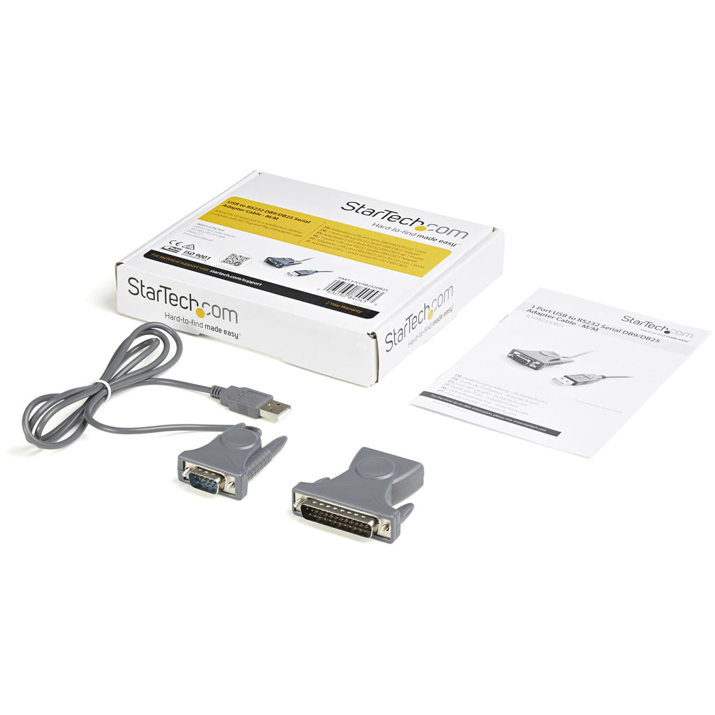 StarTech.com Câble adaptateur USB vers port série DB9 - DB25 avec adaptateur DB9 DB25