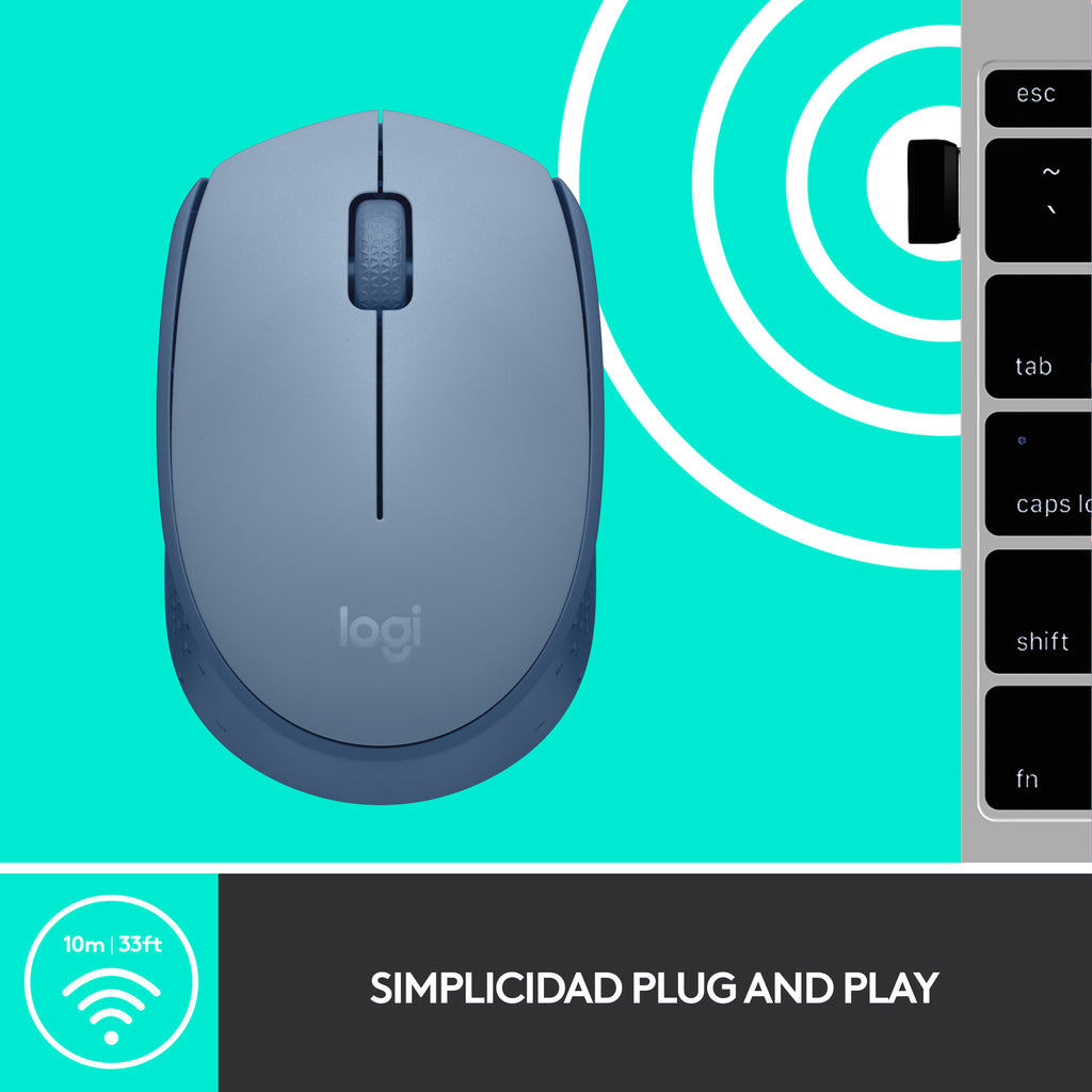 Logitech M171 Souris Optique Sans Fil, Bleue
