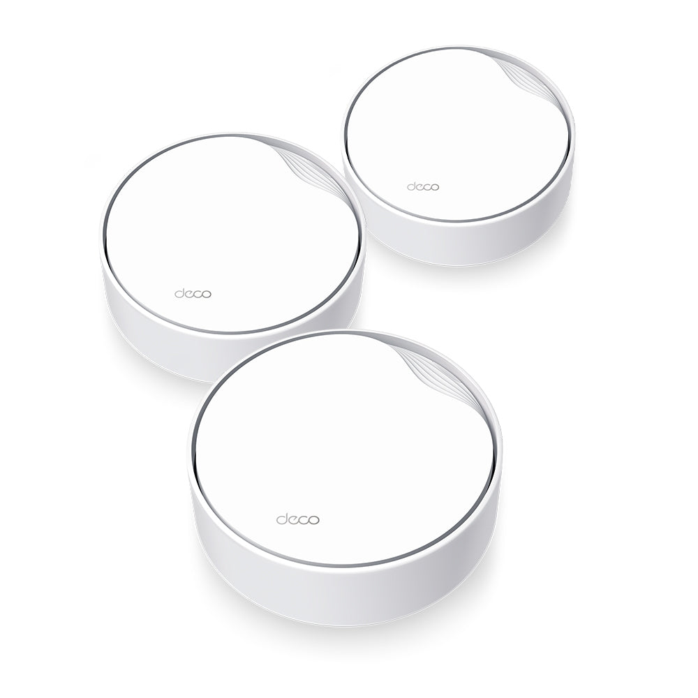 TP-Link Deco X50-PoE Pack de 3, Système Wi-Fi 6 Mesh Bi-bande (2,4 GHz / 5 GHz), Blanc