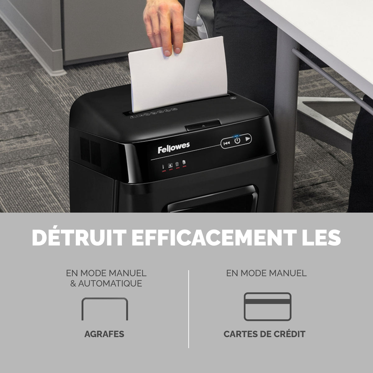 Fellowes AutoMax 200M Destructeur de Papier Micro-Coupe, Noir