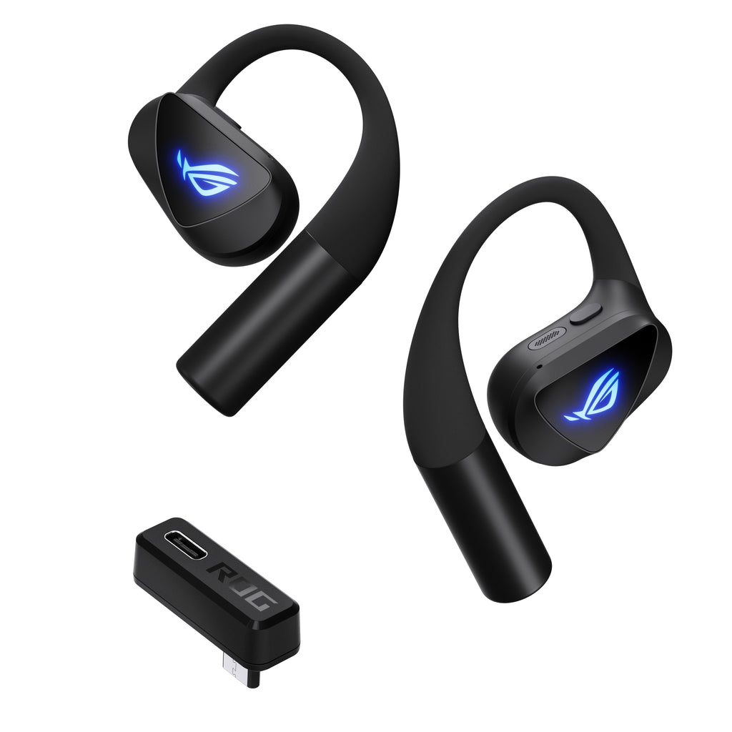 ASUS ROG Cetra Open Wireless, Écouteurs Gaming TWS avec Crochets Auriculaires, Bluetooth, Noir