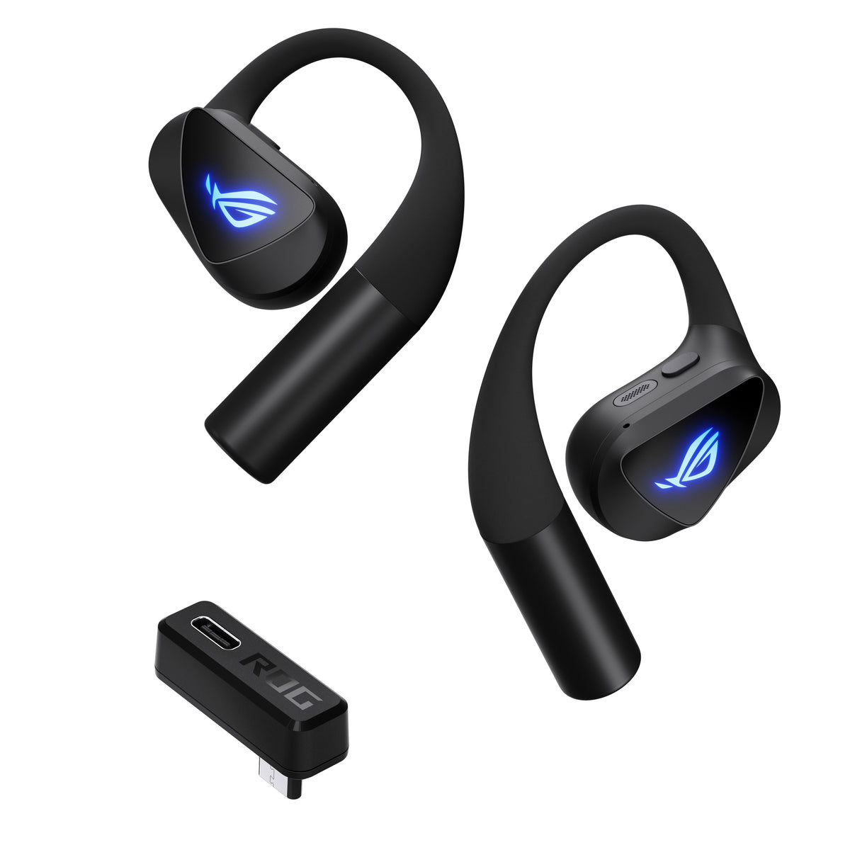 ASUS ROG Cetra Open Wireless, Écouteurs Gaming TWS avec Crochets Auriculaires, Bluetooth, Noir