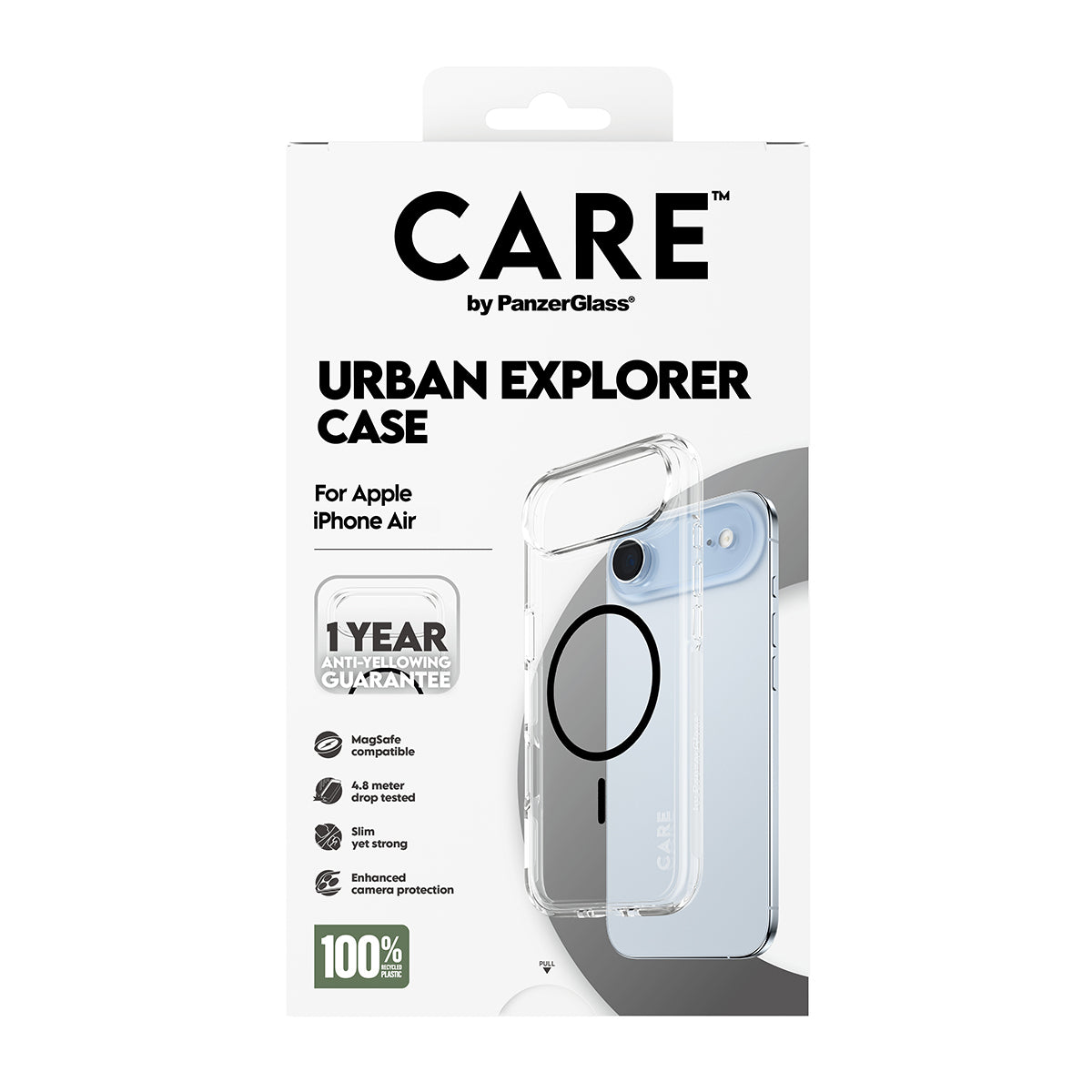 PanzerGlass CARE™ by ® Urban Explorer Case Transparent w. Black MagSafe iPhone Air coque de protection pour téléphones portables Housse Noir