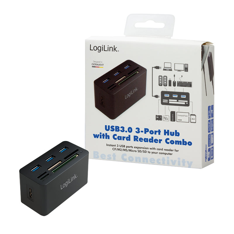 LogiLink CR0042 station d'accueil Avec fil USB 3.2 Gen 1 (3.1 Gen 1) Type-A Noir