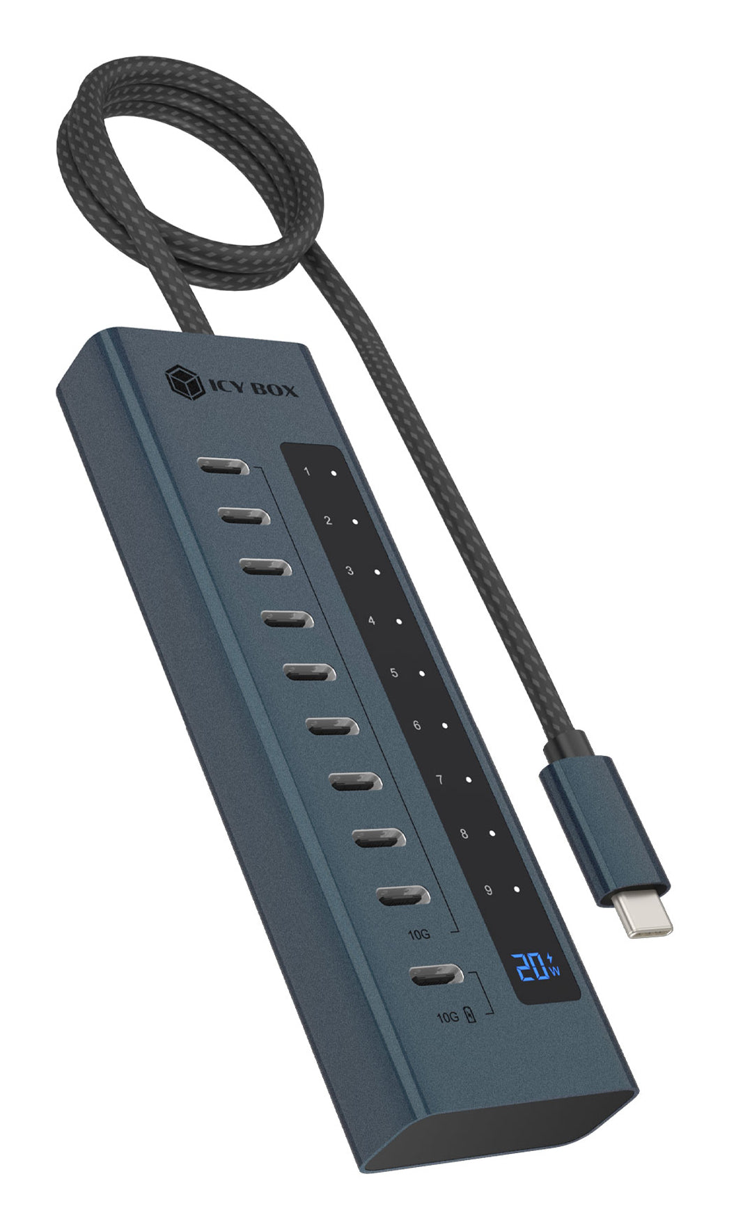 Hub USB Type-C Gen 2 10 ports, Transfert 10 Gbit/s, Power Delivery 20W, Affichage LED, IB-HUB1450-C31