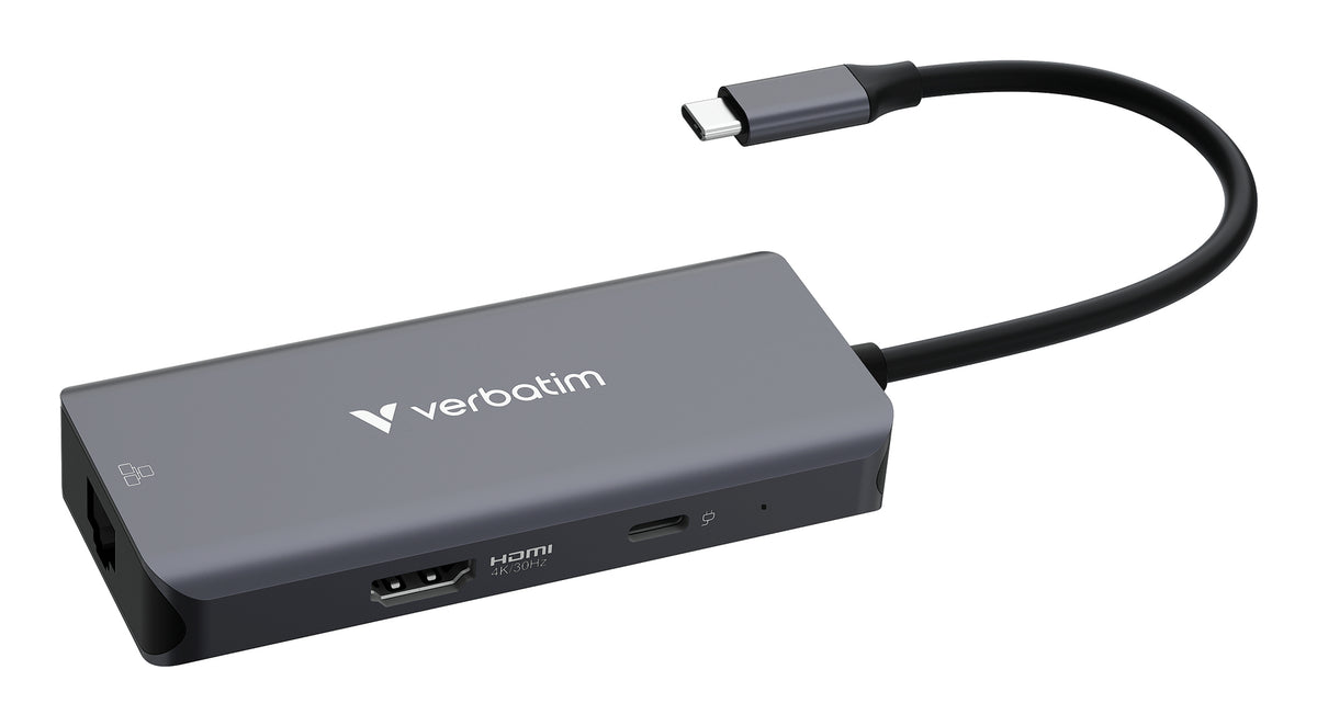 Verbatim Hub Multiports USB-C Essentials, HDMI 4K, Ethernet RJ45, USB-C PD 3.0 et USB-A 3.2 Gen 1