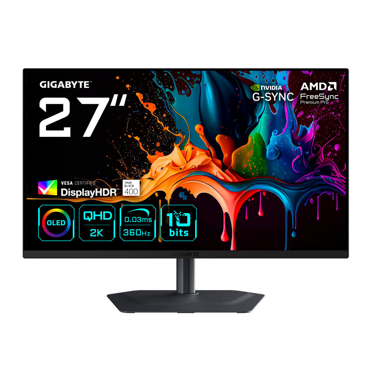 GIGABYTE MO27Q3 Moniteur Gaming OLED 27" QHD 2560 x 1440, 360Hz, 0.03ms, HDR True Black 400
