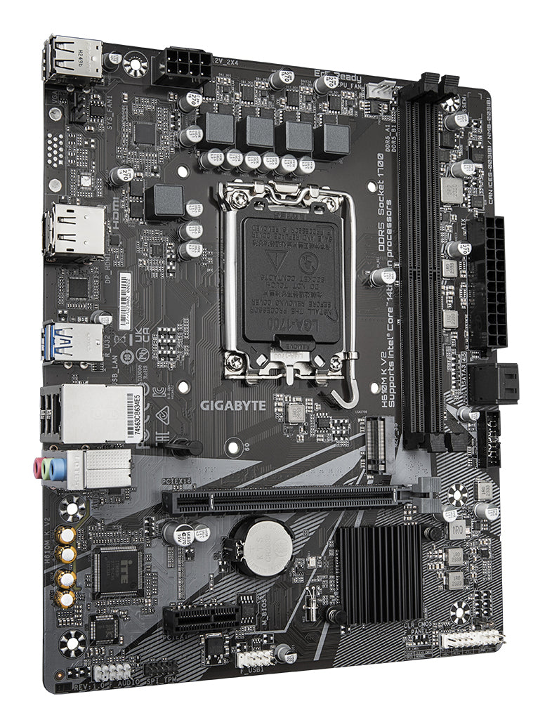 GIGABYTE H610M K V2 Carte mère - Processeurs Intel Core 14ᵉ génération, jusqu'à 5600 MHz DDR5, 1xPCIe 3.0 M.2, LAN 1GbE, USB 3.2 Gen 1