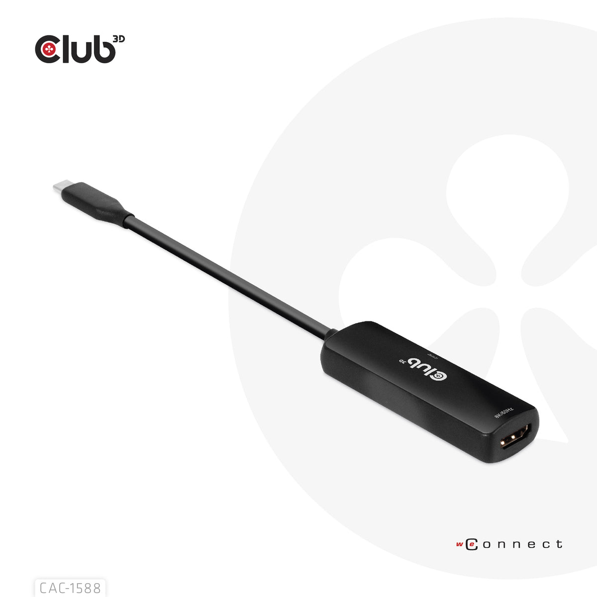 CLUB3D CAC-1588 Adaptateur Câble Vidéo USB Type-C vers HDMI, Noir, 0,17 m