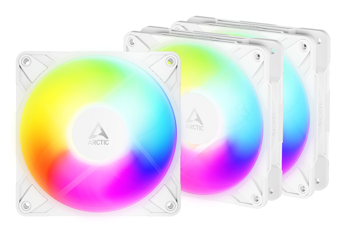 ARCTIC Freezer P12 Pro Reverse A-RGB Blanc, Pack de 3 Ventilateurs de Boîtier PC 12 cm