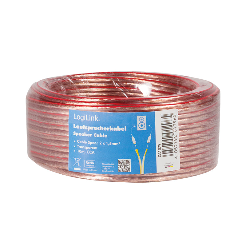 LogiLink CA1079 câble audio 10 m Transparent - vue 3