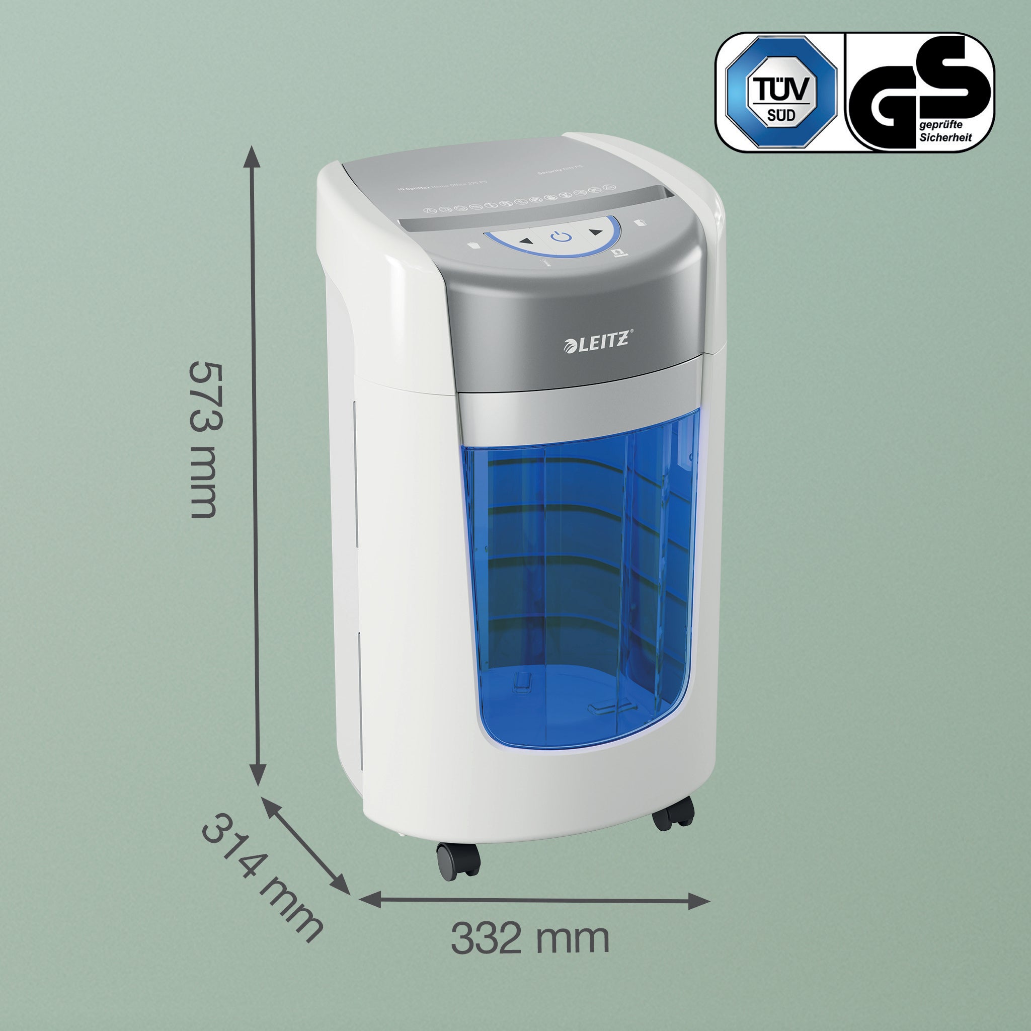 Leitz IQ OptiMax Home Office 225 destructeur de papier Découpage par micro-broyage 58 dB Gris, Blanc
