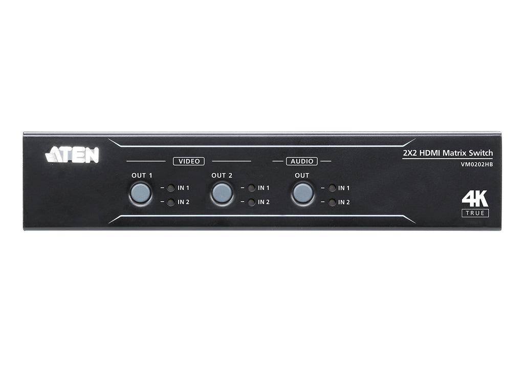 ATEN Commutateur matriciel HDMI True 4K 2 x 2 avec Désembeddeur audio