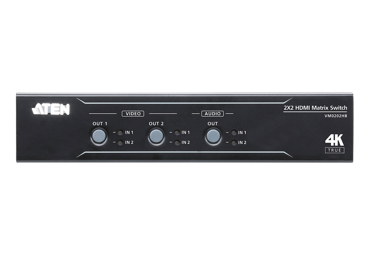 ATEN Commutateur matriciel HDMI True 4K 2 x 2 avec Désembeddeur audio