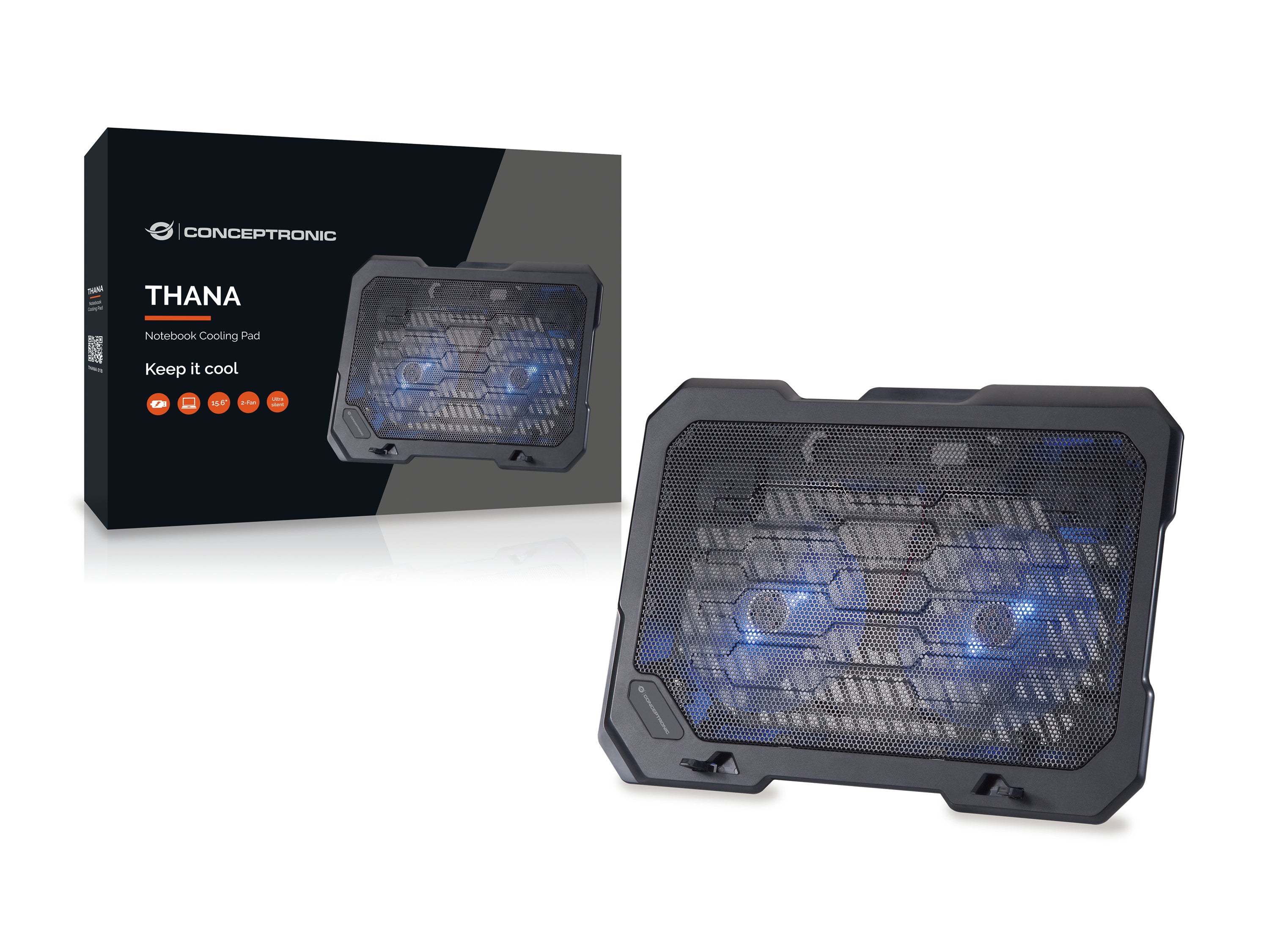 Conceptronic THANA01B système de refroidissement pour ordinateurs portables 39,6 cm (15.6") Noir