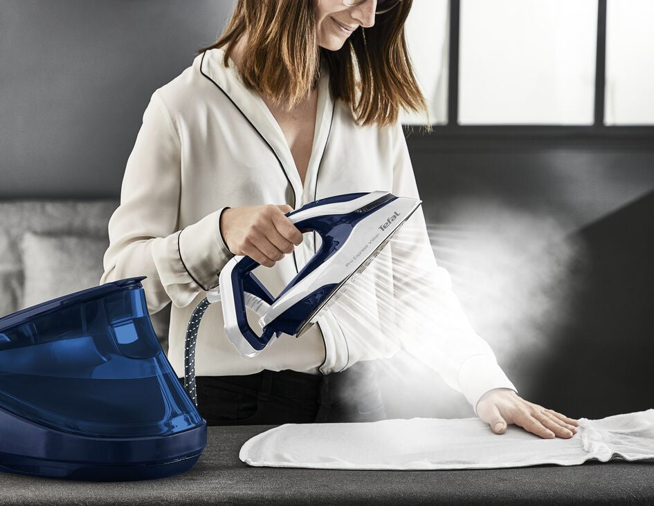 Tefal Pro Express Vision GV9812 Centrale Vapeur 3000 W, Semelle Durilium AirGlide Autoclean, Bleu et Blanc