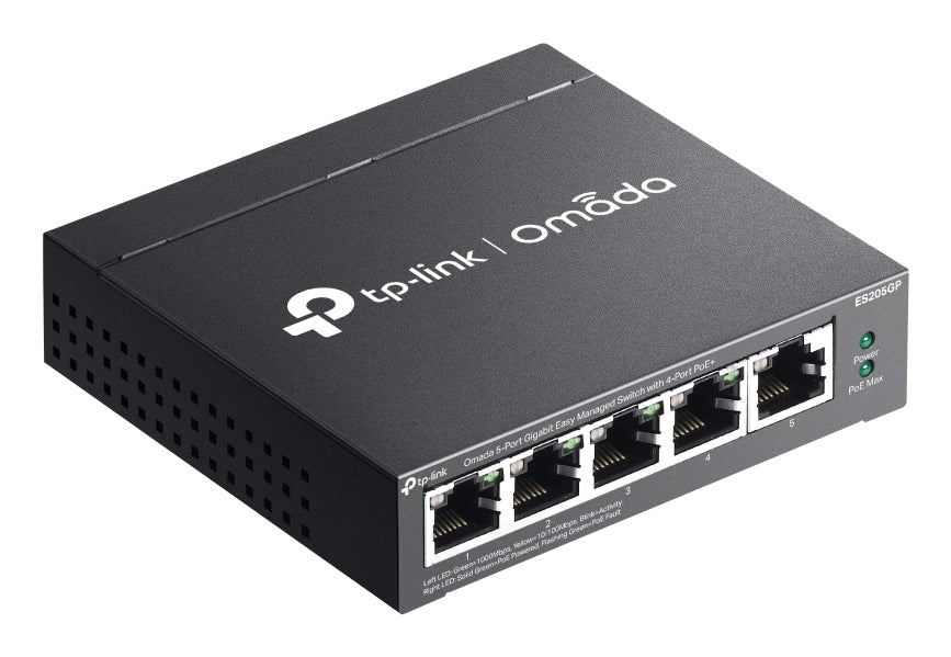 TP-Link Omada ES205GP commutateur réseau Géré Gigabit Ethernet (10/100/1000) Connexion Ethernet, supportant l'alimentation via ce port (PoE) Noir