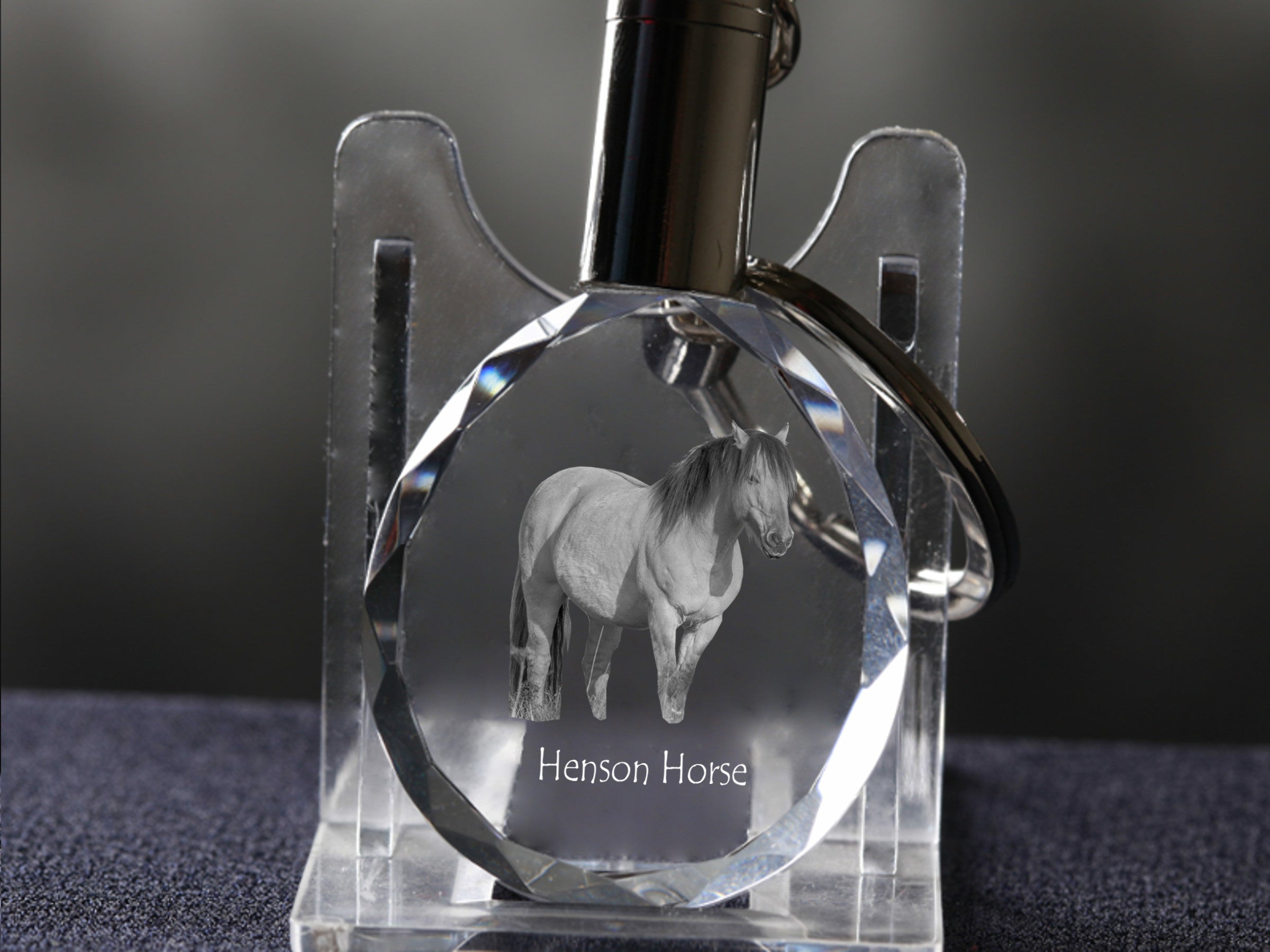 Henson Horse - pendant with a picture of a horse, crystal key ring in a gift box, unique gift by Art-Dog brand