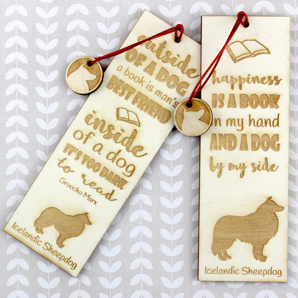 Icelandic Sheepdog, Icelandic Spitz, Iceland Dog - dog bookmark, personalized bookmark, gift for bookworm from Art-Dog brand