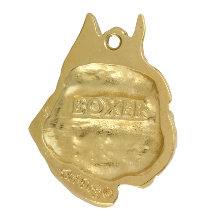 Boxer, German Boxer II - Gilded key ring with dog, handbag decoration, luxury accessory by Art-Dog brand