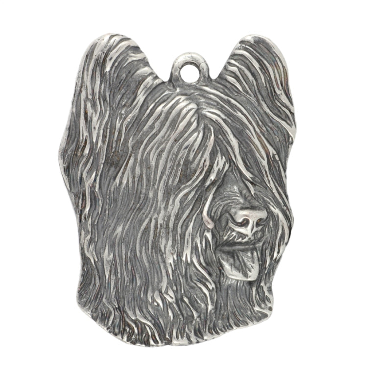 Briard, Berger de Brie - Silver-plated key ring with a dog in a gift box, handbag decoration, backpack pendant by Art-Dog brand