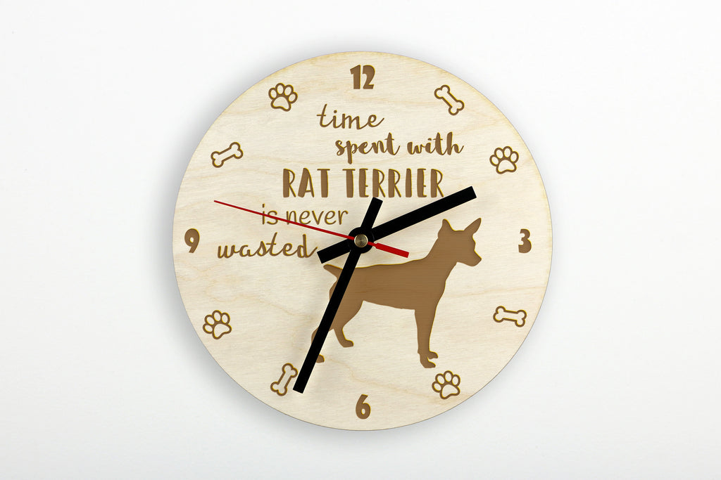 Rat Terrier, Ratting Terrier, Decker Giant - clock with a dog, wooden clock, wall clock for dog lovers, clock for desk and shelf, Art-Dog