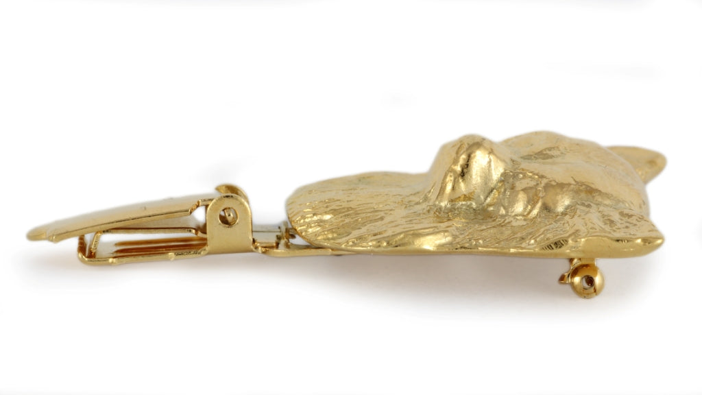 Chihuahua long-haired I - brooch with a clip, gold-plated holder for a start number, a gift for a dog show by Art-Dog brand.
