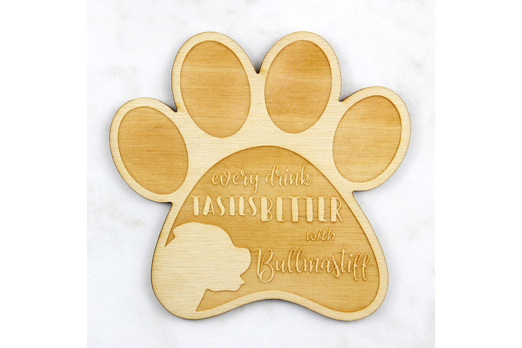 Bullmastiff - Mug coaster, engraved coaster with dog, gift for dog lover by Art-Dog brand