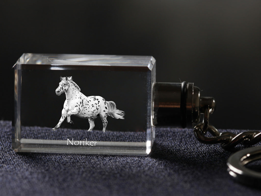 Noriker - Crystal pendant with photo of a horse, illuminated pendant, unique gift by Art-Dog brand
