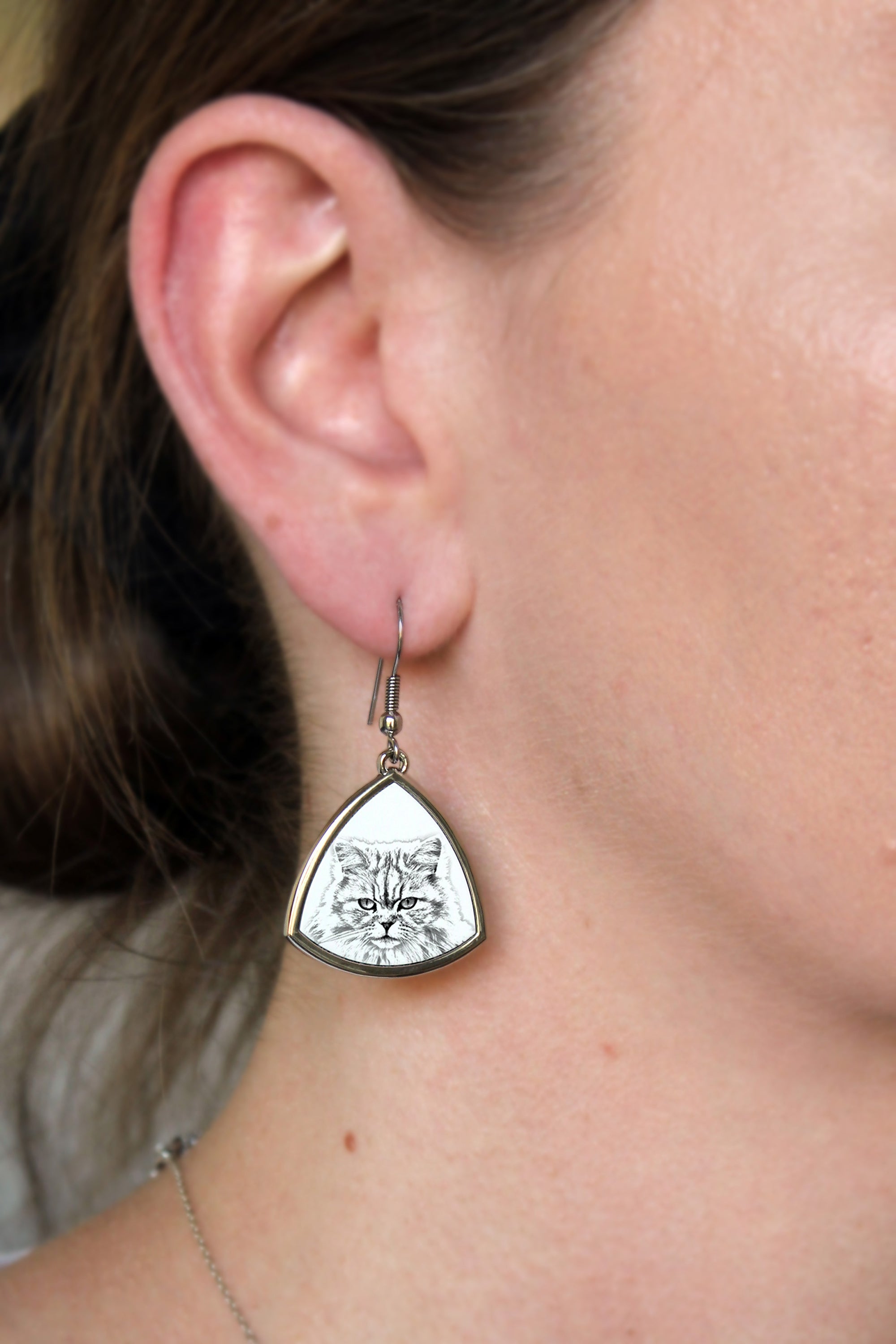 British Longhair - cat earrings, hanging earrings with a picture, personalized jewelry with Art-Dog brand print.