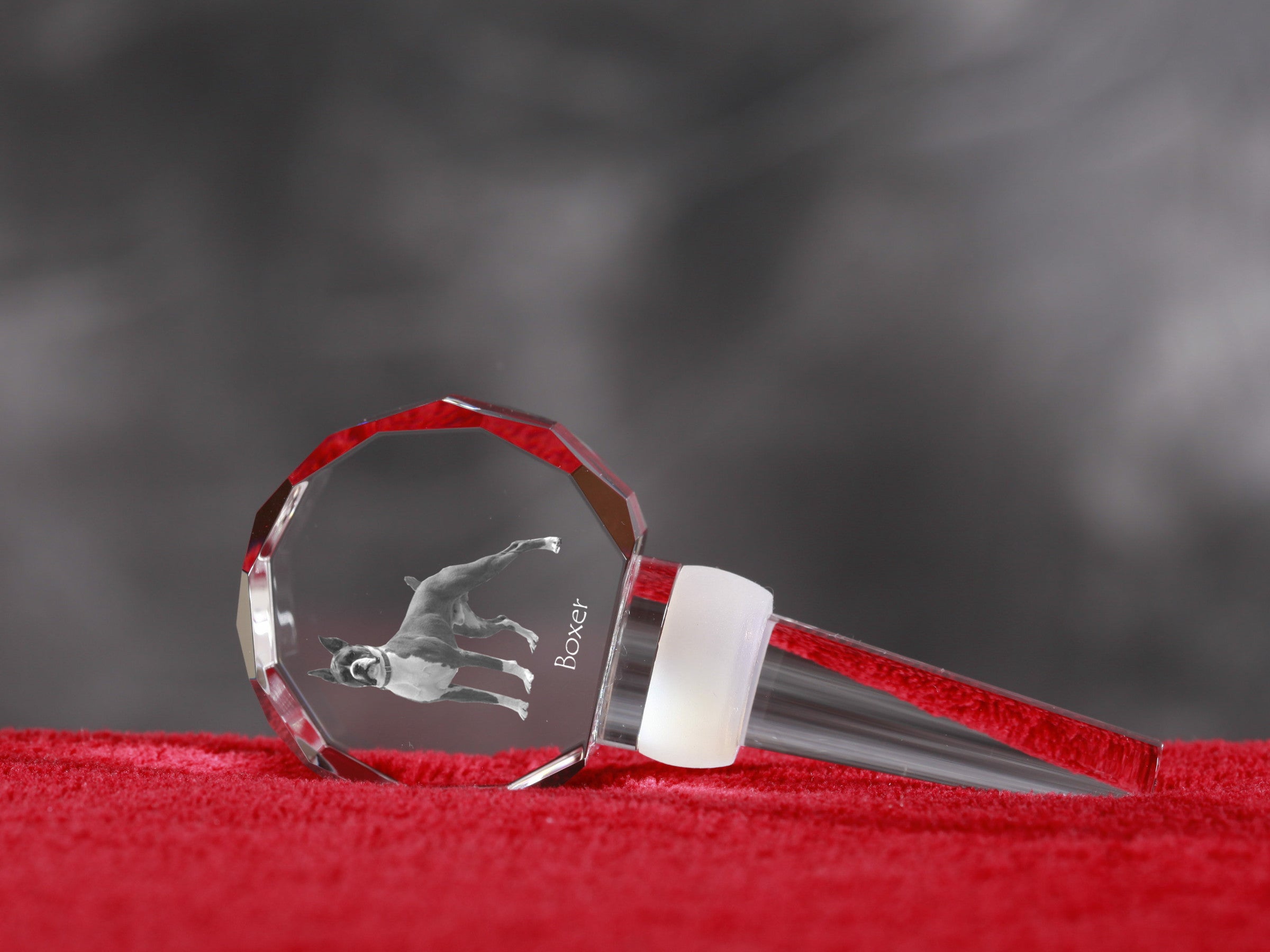 Boxer, German Boxer III - Crystal bottle stopper, unique wine stopper with photo, personalised gift for sommelier by Art-Dog brand