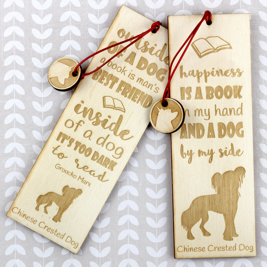 Chinese Crested Dog, Puff - dog bookmark, personalized bookmark, gift for bookworm from Art-Dog brand