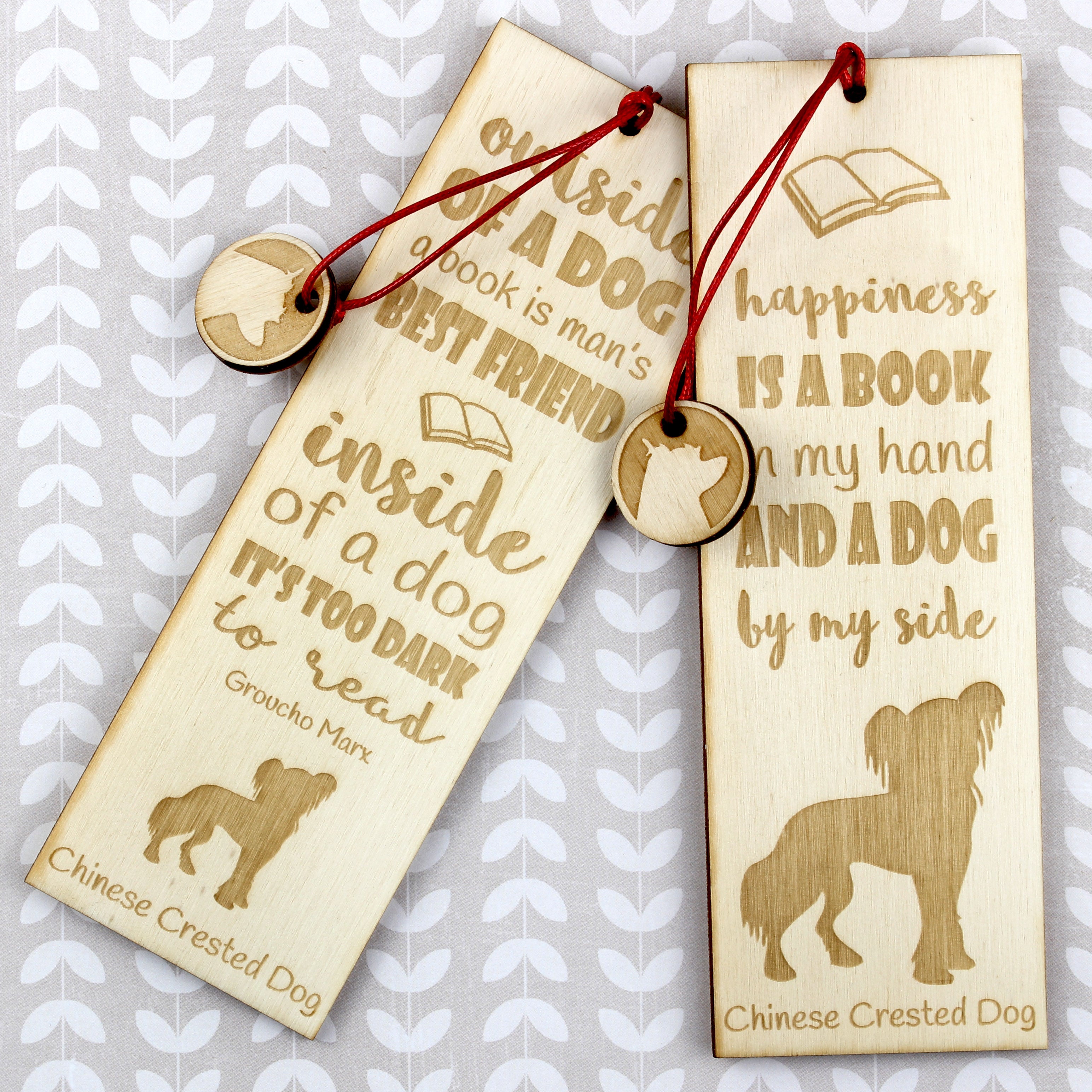 Chinese Crested Dog, Puff - dog bookmark, personalized bookmark, gift for bookworm from Art-Dog brand
