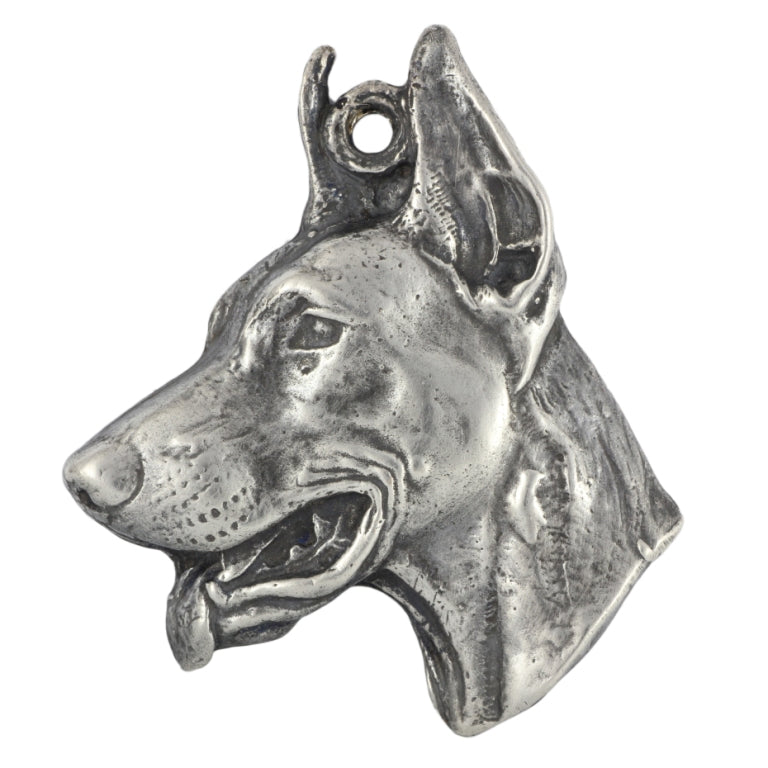 Dobermann, Doberman Pinscher, Dobie I - Silver-plated key ring with a dog in a gift box, handbag decoration, backpack pendant by Art-Dog brand