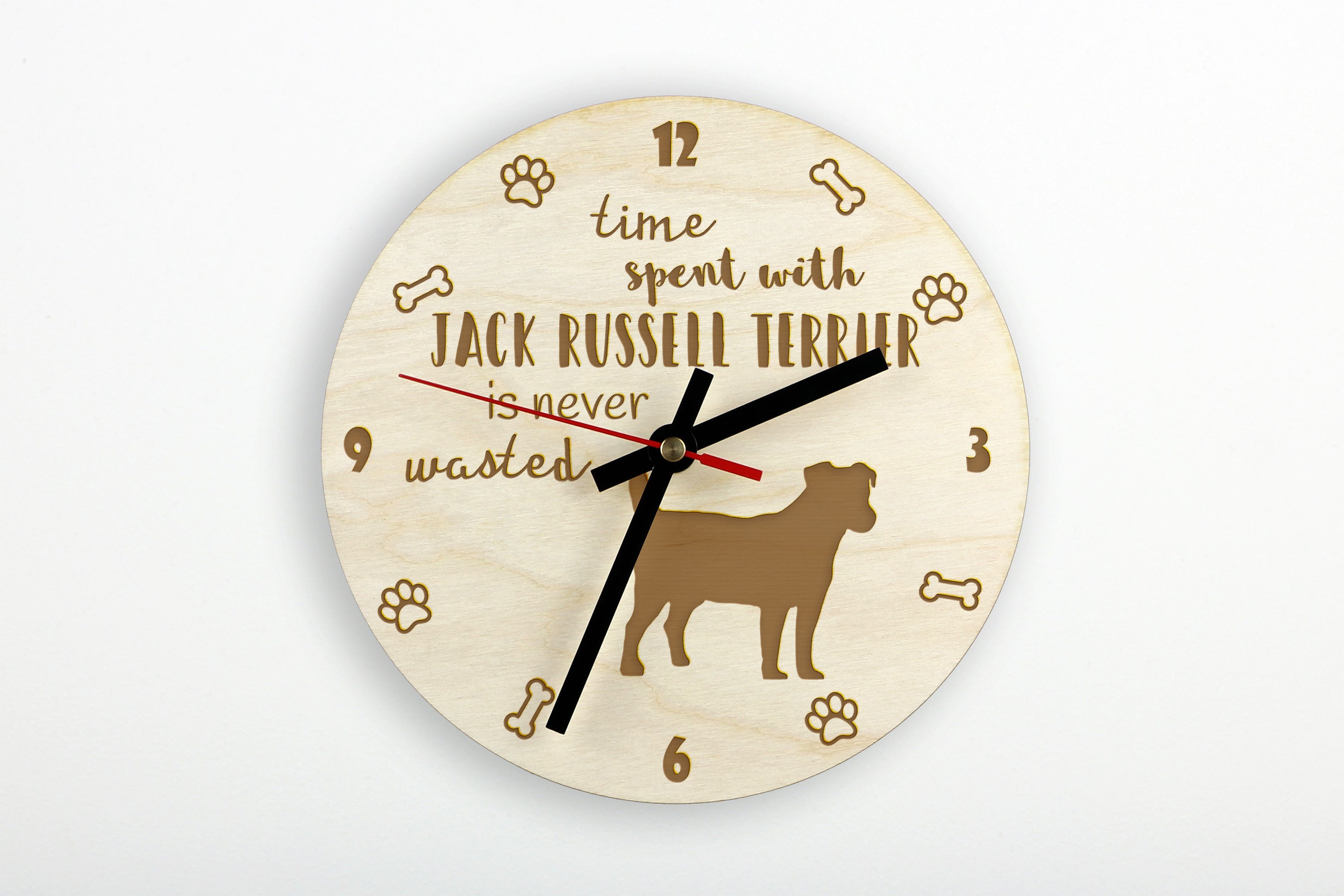 Jack Russell Terrier - clock with a dog, wooden clock, wall clock for dog lovers, clock for desk and shelf, Art-Dog
