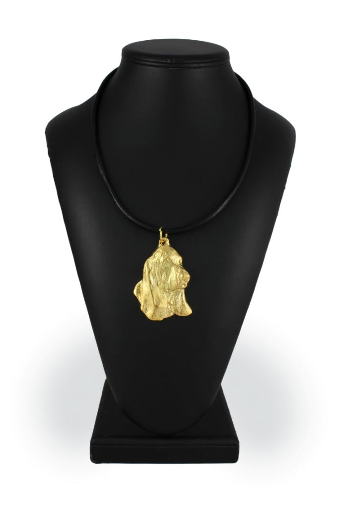 Basset Hound II - keychain and necklace with a dog in a box, high-quality gold-plated product, Art-Dog brand