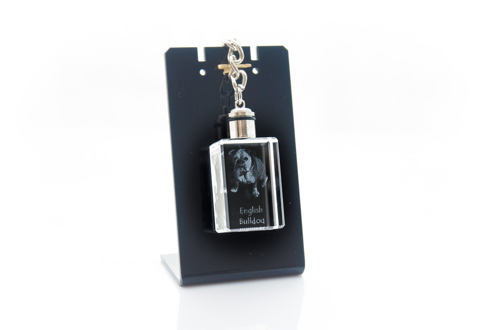 Bulldog, English Bulldog, British Bulldog - Crystal key ring with dog photo, illuminated key ring, unique gift by Art-Dog brand