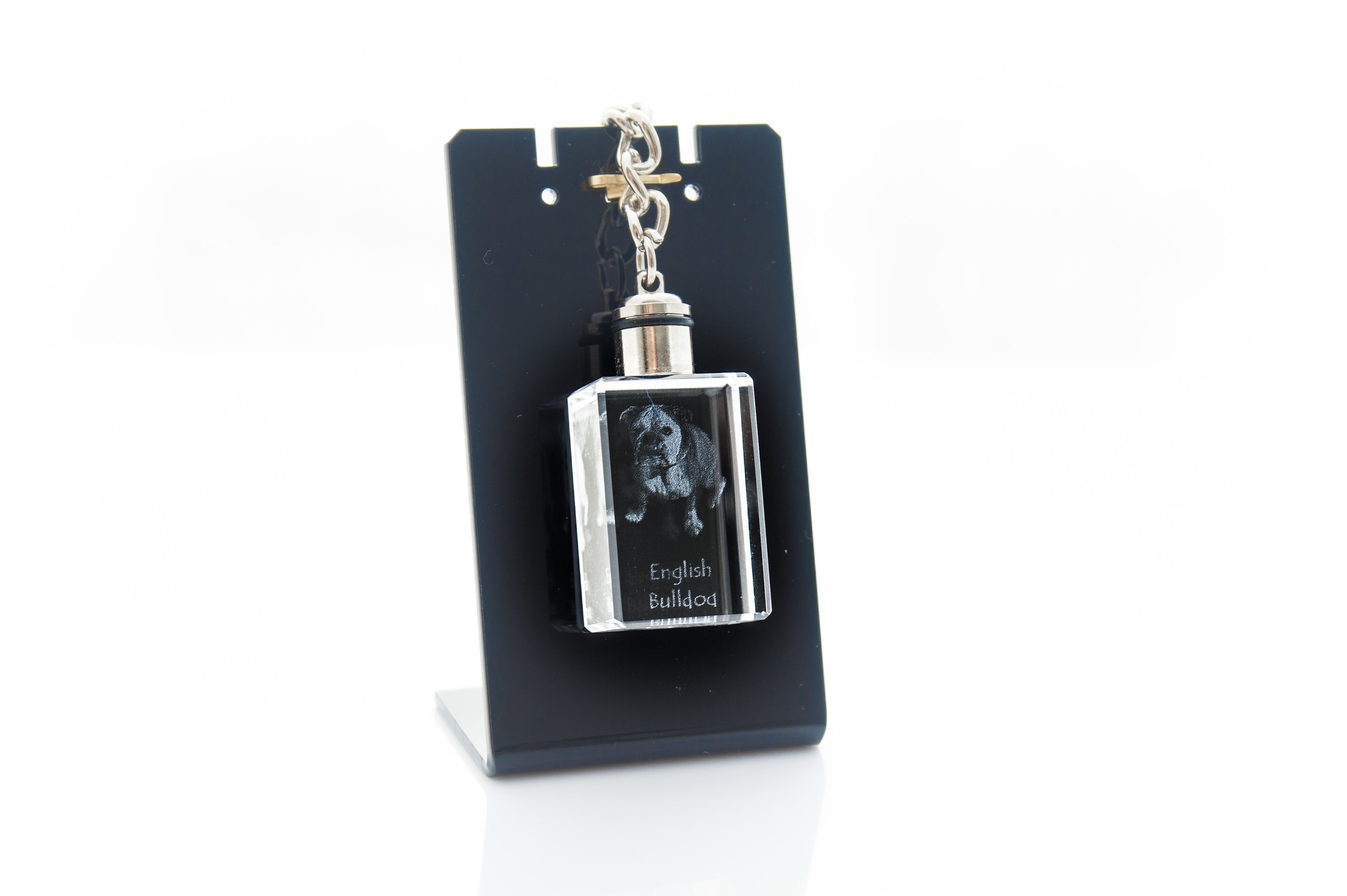 Bulldog, English Bulldog, British Bulldog - Crystal key ring with dog photo, illuminated key ring, unique gift by Art-Dog brand