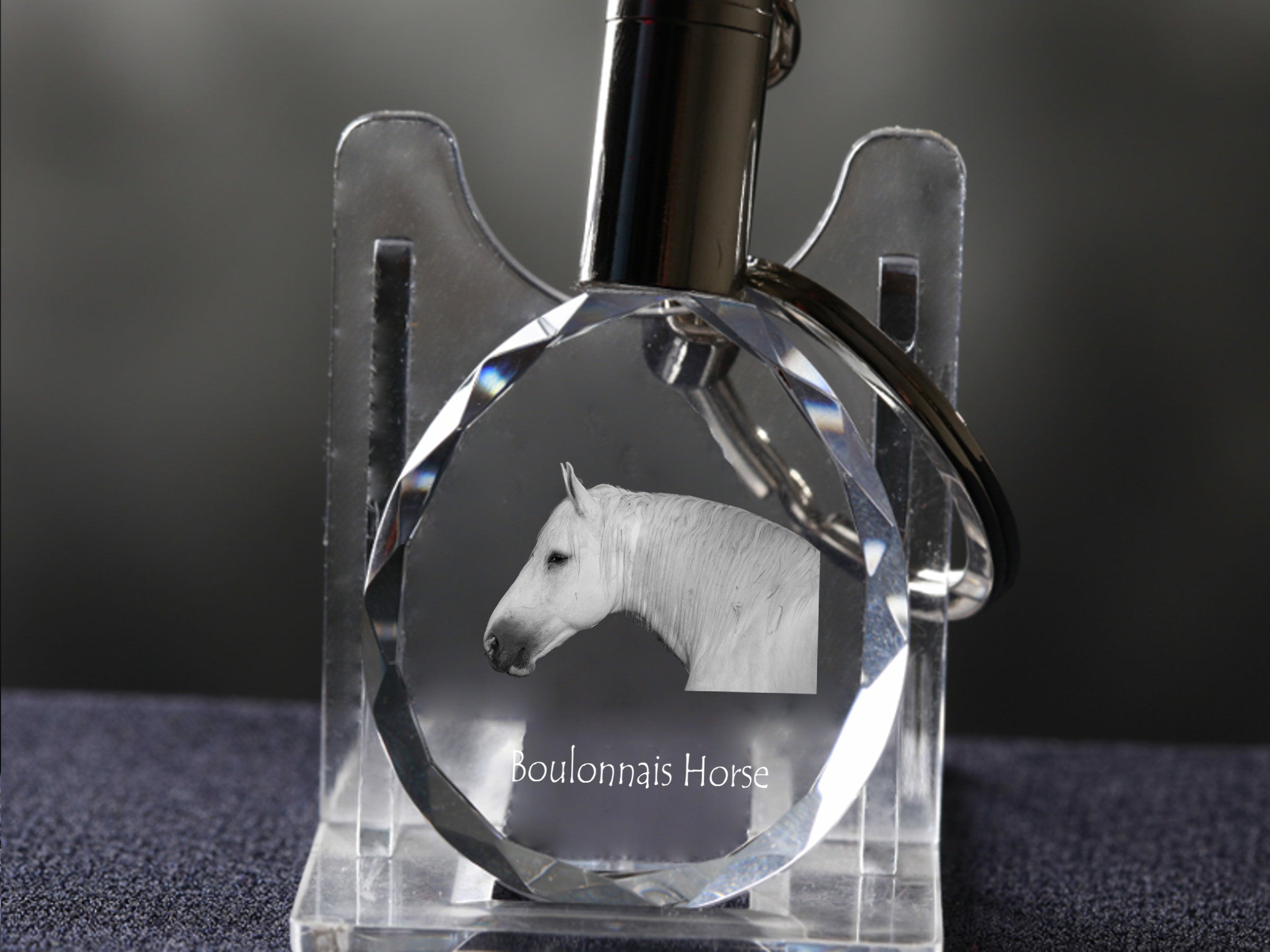 Boulonnais Horse - pendant with a picture of a horse, crystal key ring in a gift box, unique gift by Art-Dog brand